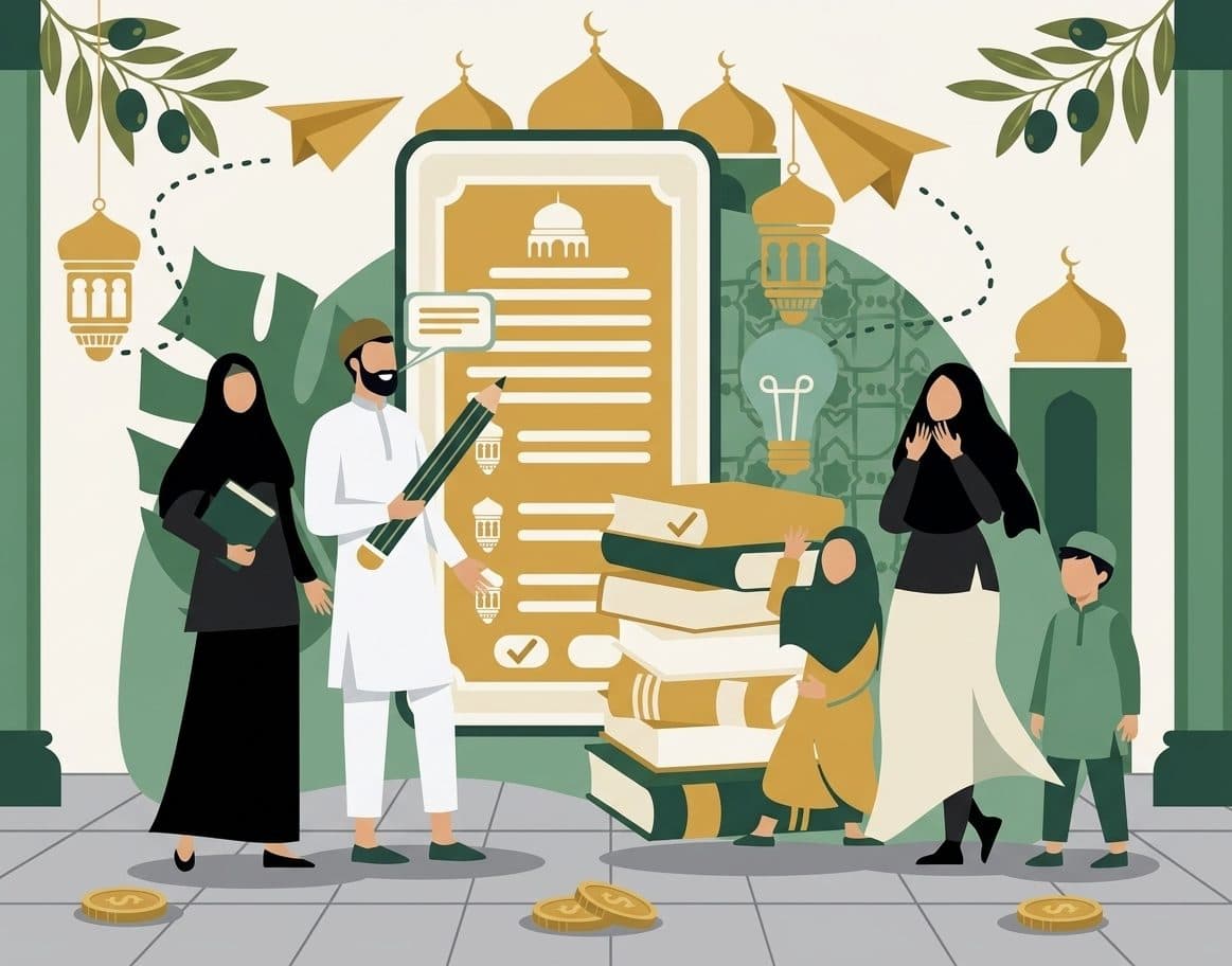 A Muslim family learning the Quran together