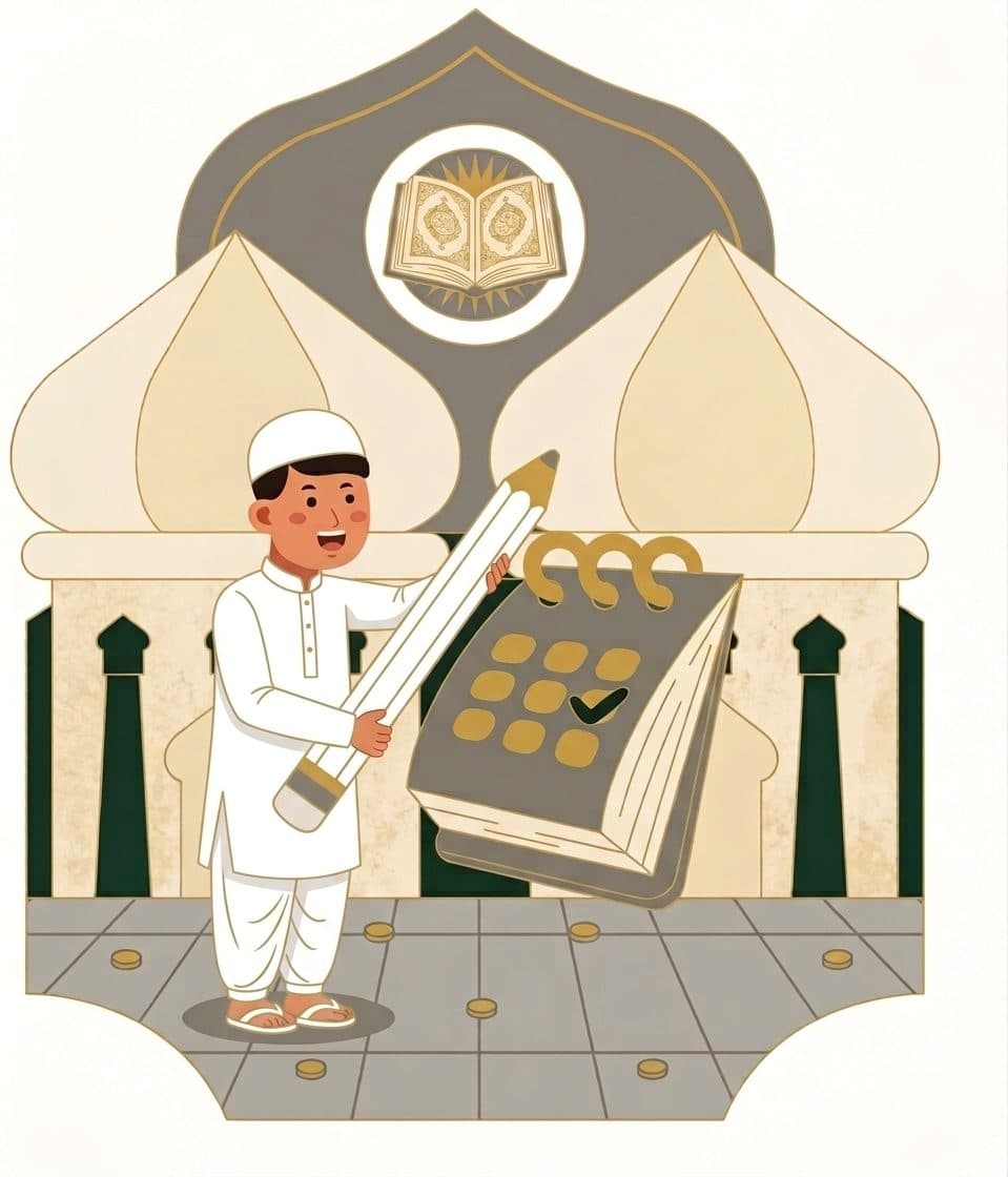 A young student choosing a Quran class schedule